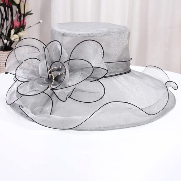 3457 Organza Church Fascinator Derby Hats For Women Flower Wedding Tea main image 4